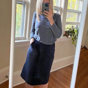 J Crew Navy Midi Flair Skirt - Size 2P